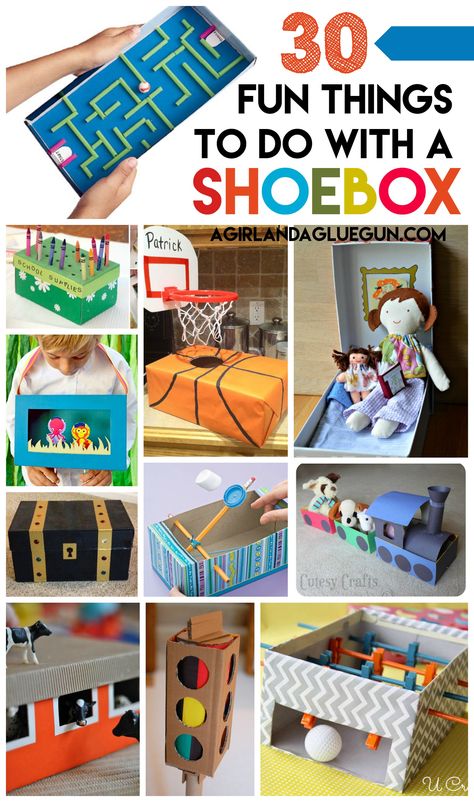 30 fun things for kids to do with a shoe box! Shoe Box Crafts, Diy With Kids, Fun Things For Kids, Kraf Kertas, Cardboard Box Crafts, Box Crafts, Crafts For Boys, Things For Kids, Fun Craft