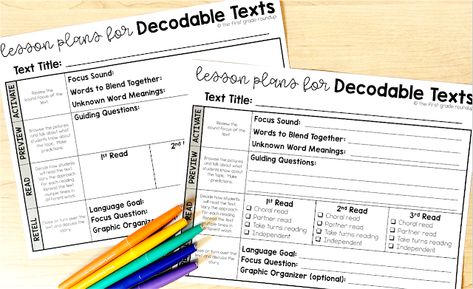 Planning a Small Group Lesson That's Science of Reading Aligned - Firstgraderoundup First Grade Small Group Reading, Science Of Reading Lesson Plan Template, Science Of Reading Small Group Lesson Plan, Science Of Reading Small Groups, Kindergarten Reading Lessons, Guided Reading Lesson Plans, Lesson Plan Examples, Decodable Books, Guided Reading Lessons