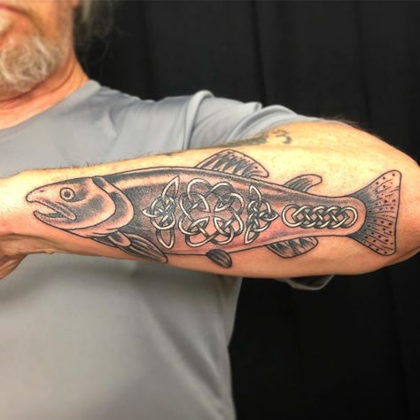 Salmon of Knowledge Celtic Tattoo | Tattoo Ideas and Inspiration Salmon Of Knowledge, Salmon Tattoo, Celtic Tattoo, Irish Pride, Tiger Tattoo, Tattoo Tattoo, Polynesian Tattoo, Tattoo Ideas, Tattoos