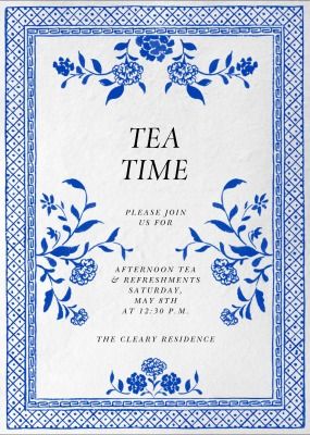 Tea Party Invitations | Send online instantly | RSVP tracking Tea Party Invites Template, High Tea Party Invitations, Tea Party Invites, High Tea Invitations, Tea Party Baby Shower Invitations, Tea Party Invite, Tea Party Menu, Tea Bridal Shower Invitations, Online Party Invitations