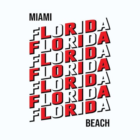 Beach Typography, Florida Miami Beach, Miami Beach Florida, Miami Florida, Design T Shirt, Miami Beach, Typography Design, Premium Vector, Miami