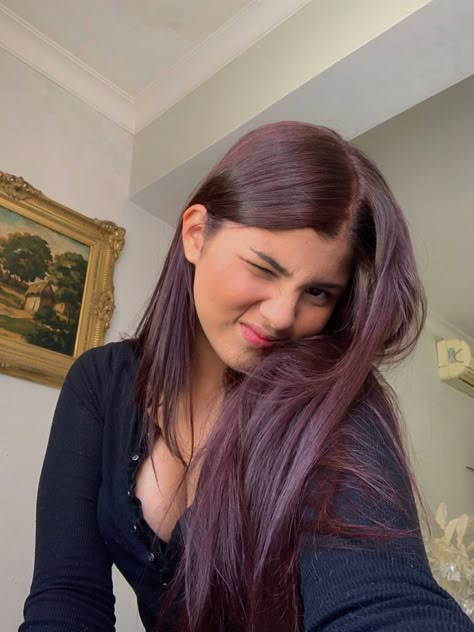 Dark Red Violet Brown Hair, Cherry Hair Color Burgundy, Red Violet Brown Hair, Cherry Cola Red Hair, Violet Red Hair, Halo Hair Color, Red Halo Hair, Violet Black Hair, Cherry Wine Hair Color Burgundy