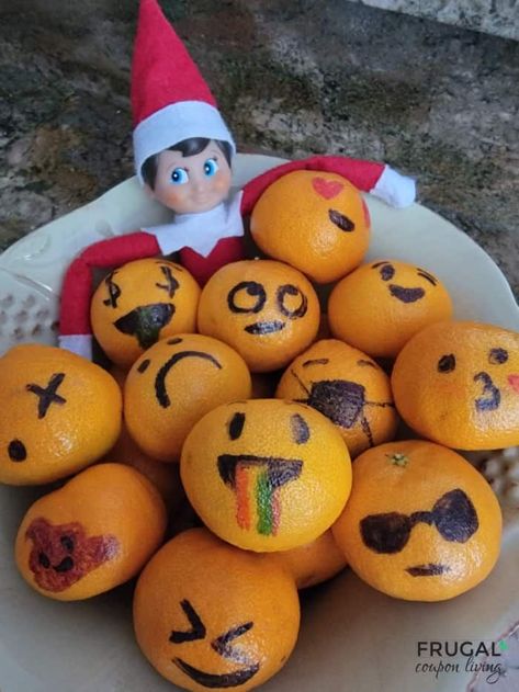 Looking for Elf on the Shelf ideas with Fruit? Try emoji Oranges. Who knew oranges could create such funny Elf on the Shelf ideas? How to draw emoji faces plus ew Elf on a Shelf ideas daily plus free Elf on the Shelf printables like our free Fruit of the Spirt printables for Sunday School or an Elf doll. #FrugalCouponLiving #ElfontheShelf #ElfontheShelfIdeas #ElfIdeas #funnyelfideas #funnyelfontheshelf #elfprintables #freeelfprintables #printables #freeprintables #ElfonaShelf #ScoutElfIdeas Emoji Christmas Tree, Bowl Of Oranges, Make Emoji, Emoji Christmas, Elf Printables, Funny Elf On The Shelf, Elf Drawings, Minion Christmas, Elf Face