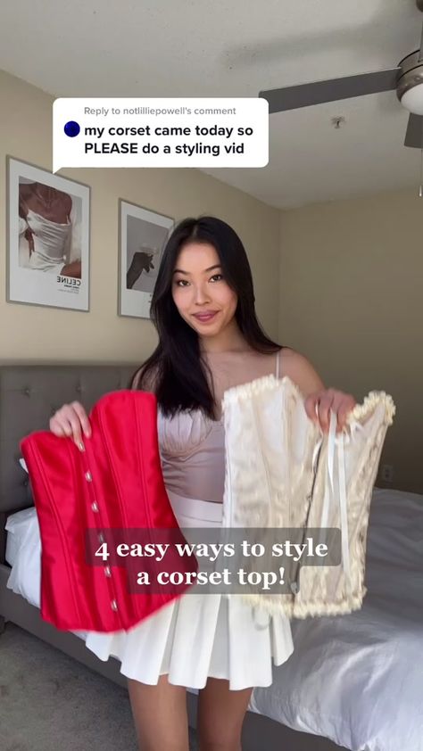 Red Corset Outfit, How To Style A Corset, Outfit With Corset, Bustier Top Outfits, Corset Top Outfit, Corset Fashion Outfits, Corset Outfits, Corset Looks, Style Corset