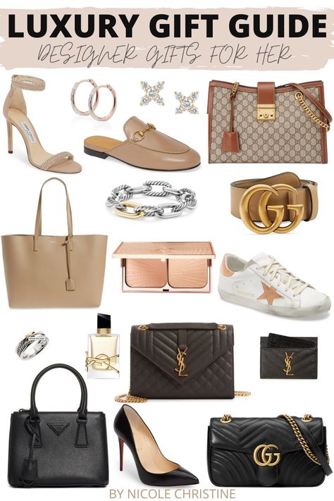 If you are looking for an amazing splurge worthy gift for a lucky lady then look no further. This list has gorgeous designer pieces that she will absolutely love and tht are worth the expensive price tag to make her feel extra special this holiday season #giftguide #christmasgiftideas #luxurygiftideas #expensivegifts Best Friend Present Ideas, Best Friend Gift Basket Ideas, Friend Gift Basket Ideas, Friend Present Ideas, Expensive Gifts For Women, Dad Present Ideas, Luxury Christmas Presents, Best Friend Gift Basket, Present Ideas For Dad