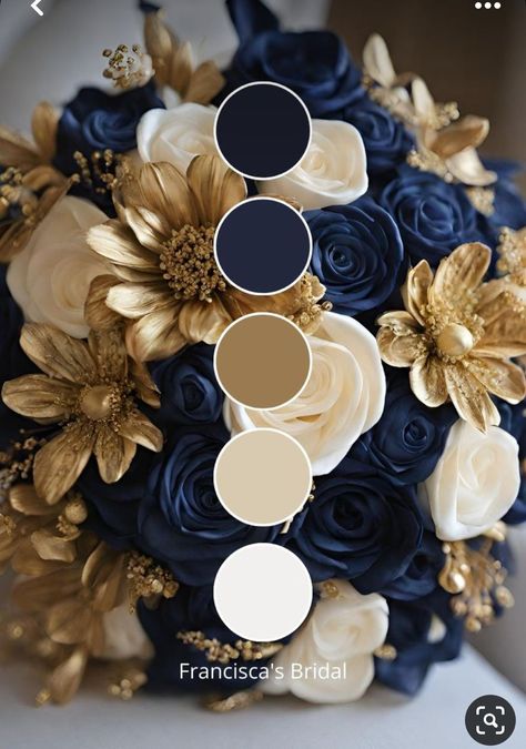 September Wedding Color Pallettes, 50th Anniversary Color Schemes, Event Color Schemes, Gold Matching Colors, Prom Colour Schemes, Event Color Palette, Navy Blue Wedding Theme Color Schemes, Quince Colors Schemes, Brown And Blue Wedding