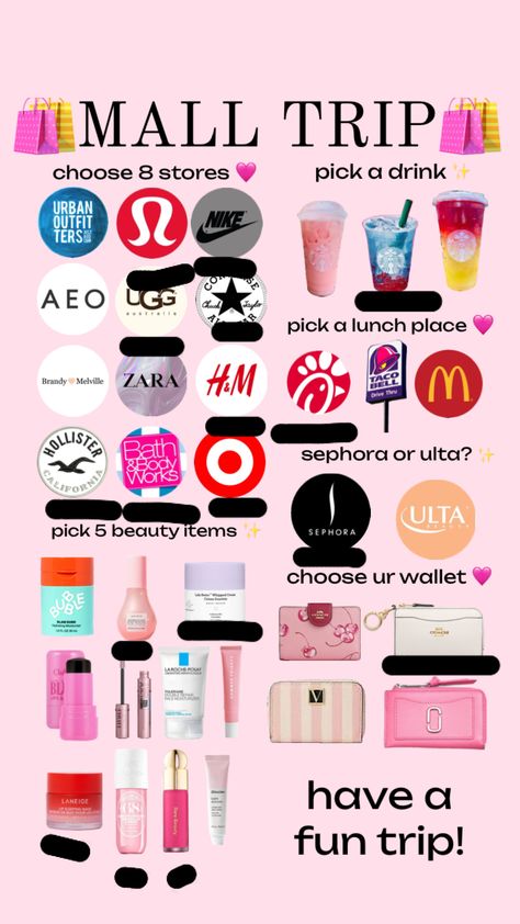 #mall #trip #remix #like #preppy #fun Preppy Shopping, Lady Glitter Sparkles, Trip Essentials Packing Lists, Kendra Scott Necklace Elisa, Teen Christmas Gifts, Dior Addict Lip Glow, Cute Gifts For Friends, Sephora Skin Care, Fun Sleepover Ideas