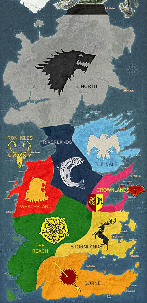 (GoT) A map showing all of the major houses land holdings, very helpful. Wildlings Game Of Thrones Aesthetic, Game Of Thrones Westeros, Game Of Thrones Map, Got Map, Game Of Thrones Meme, Game Of Thrones Tattoo, Game Of Thrones Facts, Game Of Thrones Poster, Trendy Games