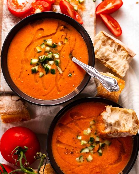 Gazpacho Tineats Recipes, Pureed Vegetables, Recipe Tin Eats, Tin Eats, Spanish Soup, Cold Soups, Gazpacho Recipe, Best Soup, Marinated Tomatoes