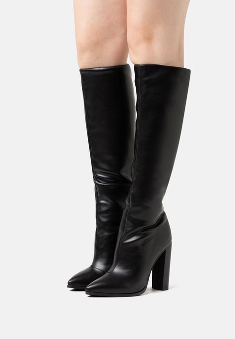 Cute Heeled Boots, Black Heeled Boots Outfit, Black High Heels Boots, Heeled Boots Outfit, Black Heels Boots, Black Boots Heels, Black Long Boots, Long Boots For Women, Black Boot Heels