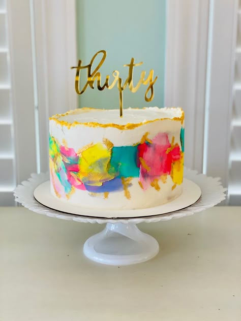 Rainbow 50th Birthday Cake, Colorful Birthday Cake For Women, Bright Birthday Cakes For Women, Bright Colour Birthday Theme, Bright Cake Design, 40th Birthday Cakes Women, Colorful Cakes Birthday, Colourful Birthday Cake, Bright Birthday Cakes