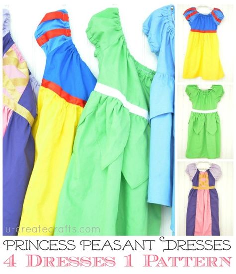 DIY Princess Peasant Dresses at U Create - comfortable! Find a funny Disney video, too! 4 Disney Princess, Dress Up Clothes, Costume Carnaval, Carnaval Costume, Princess Diy, Sewing Kids Clothes, Diy Kostüm, Disney Princess Dresses, Diy Gifts For Kids