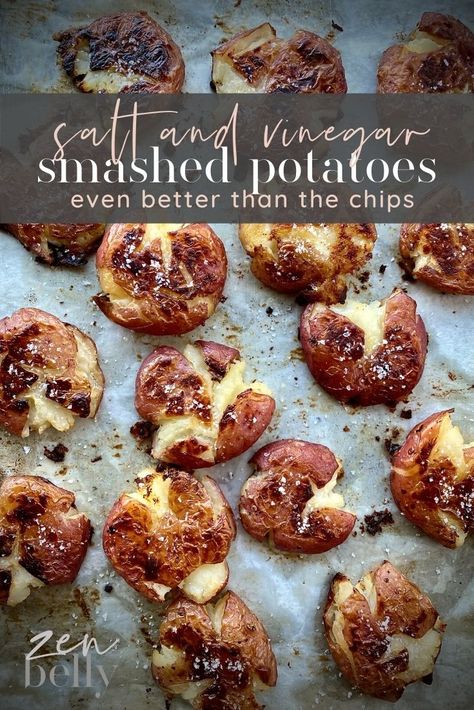 Vinegar Potato Salad, Salt Potatoes, Salt And Vinegar Potatoes, Paleo Soups, Salted Potatoes, Crushed Potatoes, Paleo Sides, Salt And Vinegar, Winter Meals