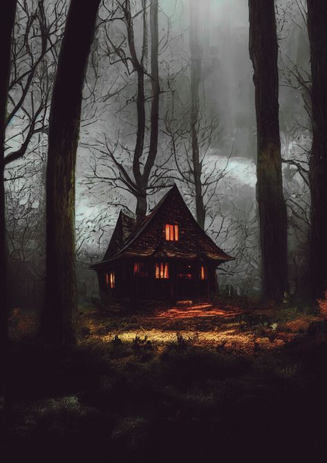 ArtStation - The Cabin, Andrej Z.T. Dark Cabin, Witch Cabin, Giger Alien, Fantasy Cottage, From Here To Eternity, Cottage Art, Witch House, Cabin In The Woods, Fantasy Aesthetic