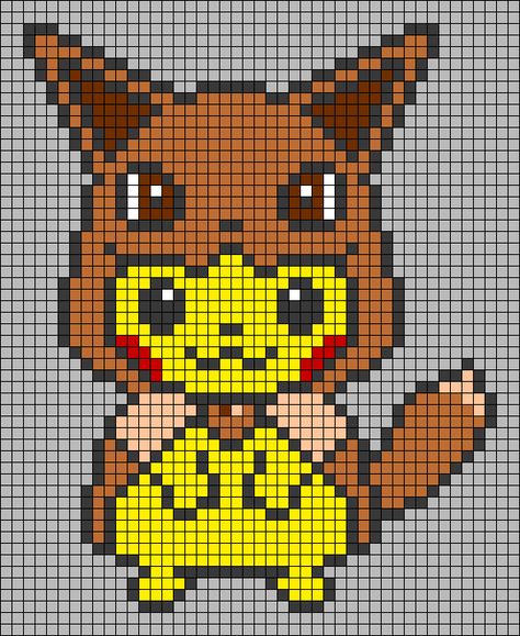 Pixel Art Pokemon Pikachu, Pixel Art Pikachu, Pikachu Pixel, Pixel Art Animals, Pikachu Costume, Pokemon Cross Stitch, Modele Pixel Art, Pokemon Bead, Pixel Art Pokemon