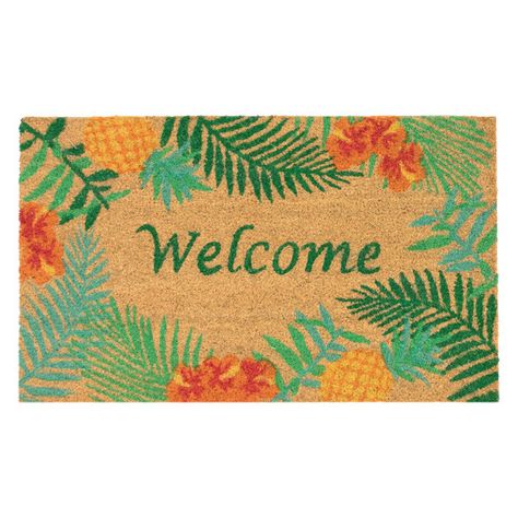 Our Tropical Welcome mat gives your entryway a pop of color and visual interest. This coir mat is both stylish and practical. Natura coir doormats are durable and beautiful. Crafted from 100% coir which is an all-natural material known for its strength. Coir is eco-friendly, made from natural fibers which are extracted from the outer shell of a coconut known for its strength and durability. Natura coir mats feature a durable vinyl back and a stiff, durable natural coir front perfect for wiping s Nautical Pattern, Coir Mat, Outdoor Door, Coir Doormat, Welcome Door Mats, Outdoor Mat, Tropical Decor, Welcome Mat, Outdoor Door Mat