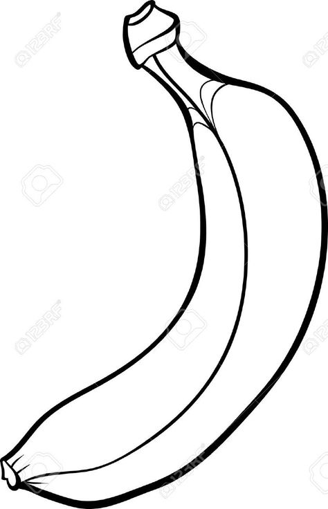 Banana Outline Drawing, Banana Outline, Banana Clipart, Banana Picture, Banana Drawing, Letter B Coloring Pages, Fruit Shapes, Nursery Drawings, Bird Outline