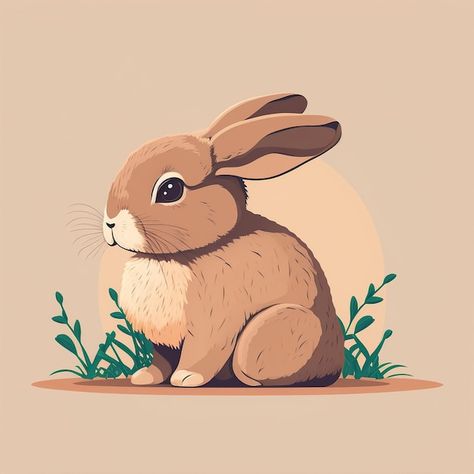 Brown Bunny Drawing, Dark Brown Bunny, Brown And White Bunny, Brown And White Bunnies, Bunny Brushing Hair Painting, Hare Drawing, Flower Forest, Brown Bunny, Rabbit Painting