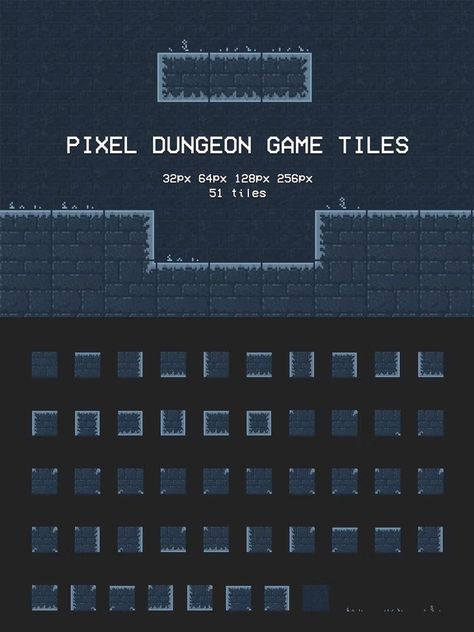 Pixel Dungeon, Pixel Art Tips, Castle Reference, Dark Dungeon, 2d Game Background, Platformer Game, Gameboy Games, Background Tile, Tiles Game