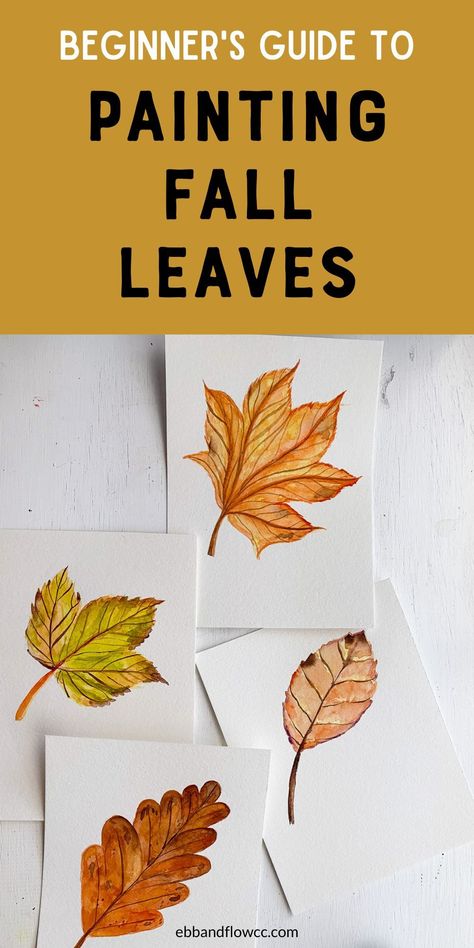 Painting Leaves Watercolor, Autumn Watercolor Tutorial, Painting Leaves Acrylic, Paint Fall Leaves, Fall Leaf Painting, Paint Autumn, Thanksgiving Watercolor, Watercolor Fall Leaves, Fall Paintings