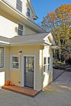 Would love to build a side entrance to the basement like this. | Basement  // The Basics | Pinterest | Entrance doors, Entry doors and Mud rooms Mud Room Addition, Mudroom Addition, Exterior House Doors, Veranda Design, Basement Entrance, Cat Houses, Mudroom Entryway, Building A Porch, Mudroom Decor