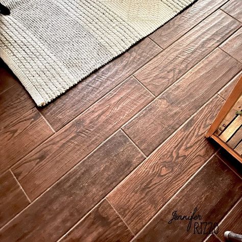 Wood Look Ceramic Tile, Classic Wood Floors, Basement Living Room, Wood Look Tile Floor, Gray Grout, Faux Wood Flooring, Complete Kitchen Remodel, Wood Floor Pattern, Basement Living