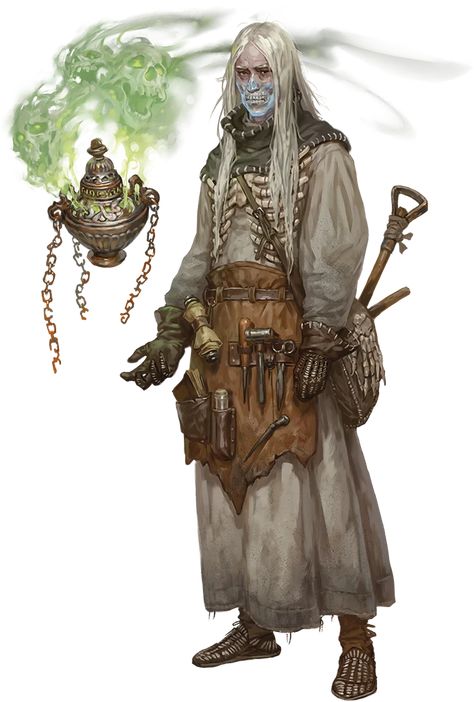 Dnd Character With Cane, Kashrishi Pathfinder, Dnd Surgeon, Dnd Mad Scientist Art, Monster Slayer Character Design, Dnd Scientist Character, Bugbear Assassin, Dnd Researcher, Undead Dnd Character