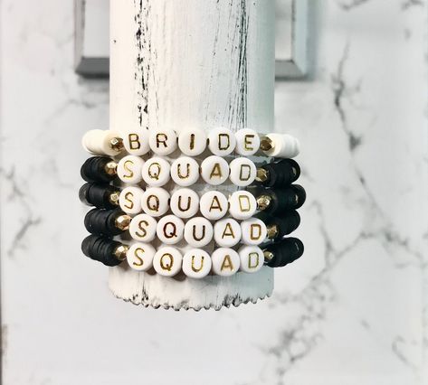 Bride Tribe • Bride Squad Bracelet • Bachelorette Party Gifts • Bridesmaids Gift • Bachelorette Party Ideas • Bachelorette Jewelry • Wedding https://etsy.me/3JyAwqF #bacheloretteparty #bridesquad #bachelorettegifts #bridesmaidsgifts #weddingpartygifts #bridesmaidsbrace Bachelorette Party Bracelets, Bride Squad Ideas, Bachelorette Jewelry, Bride Tribe Ideas, Bachelorette Bracelets, Bride Tribe Bracelet, Bride Kit, Fun Bachelorette Party Ideas, Engagement Vibes