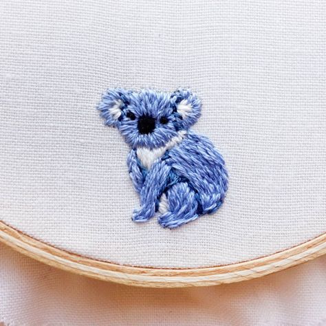 Tiny Animal Embroidery, Australia Embroidery, Koala Embroidery, Koala Marsupial, Embroidery Animals, Necklace Embroidery, Arm Cast, Baby Koala, Cute Patches