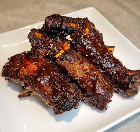 Air Fryer - BBQ Beef Ribs Beef Ribs In The Air Fryer, Air Fryer Barbecue Ribs, Short Ribs In The Air Fryer, Beef Back Ribs Air Fryer, Riblets Recipe Air Fryer, Air Fry Short Ribs, Beef Ribs Air Fryer Recipes, Air Fry Beef Short Ribs, Beef Short Ribs Air Fryer Recipes