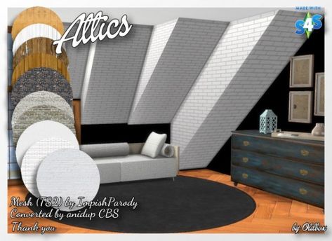 All4Sims: Ceilings by  Oldbox • Sims 4 Downloads Sims 4 Slanted Ceiling, Sims 4 Attic, Sims 4 Ceiling, Best Sims 4 Cc, Sims 4 Build Mode, Ts4 Mods, Sims 4 Clutter, Slanted Ceiling, Furniture Cc