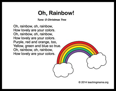 10 Preschool Songs About Colors Color Activities For Preschool, Preschool Transitions, Rainbow Lessons, Preschool Poems, Rainbow Songs, Transition Songs, Home Preschool, Circle Time Songs, Rainbow Activities