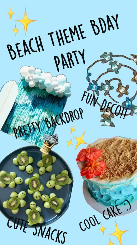 Beach Themed Birthday Decorations, Obx Themed Snacks, Beach Themed Birthday Party Decorations, Birthday Ideas Beach Theme, Beach Themed Birthday Party For Adults, Beach Birthday Aesthetic Decor, Beachy Bday Party, Ocean Birthday Decorations, Outer Banks Themed Party