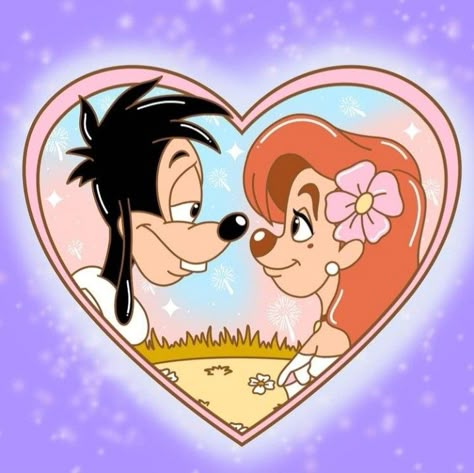 Cartoon Boyfriend And Girlfriend Drawing, Cartoon Characters Valentines Day, Cartoon Network Valentines, Max And Roxanne Tattoo, Max And Roxanne Drawing, Cartoon Valentine Images, Love Cartoon Drawings, Cartoon Couples Disney, Goofy And Roxanne