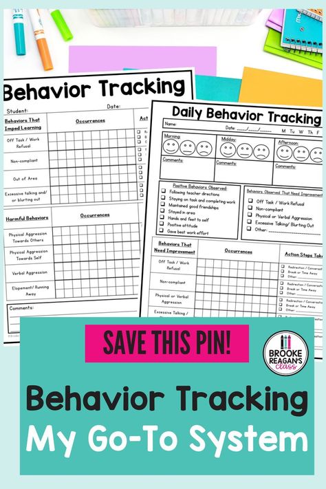 Are you constantly dreading student behavior tracking? If so this behavior data tracking blog post is for you. Behavior data and behavior goals are the pathway to a behavior intervention plan and behavior plans. This easy behavior tracking system is ideal for special education teachers and gen ed teachers that need to track student behavior in an easy and informative way. The fast track to classroom behavior management and behavior interventions. Behavior Logs For Teachers, Bcba Office, Progress Monitoring Forms, Special Education Accommodations, Behavior Documentation, Behavior Sheet, Classroom Behavior Management System, 5th Grade Classroom Ideas, Kindergarten Behavior