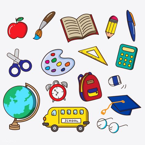 Back to school stationery vector | free image by rawpixel.com #vector #vectoart #digitalpainting #digitalartist #garphicdesign #sketch #digitaldrawing #doodle #illustrator #digitalillustration #modernart Bff Images, Back To School Stationery, Education Clipart, School Vector, Homemade Stickers, Web Design Resources, School Stickers, Cute Doodle Art, School Themes