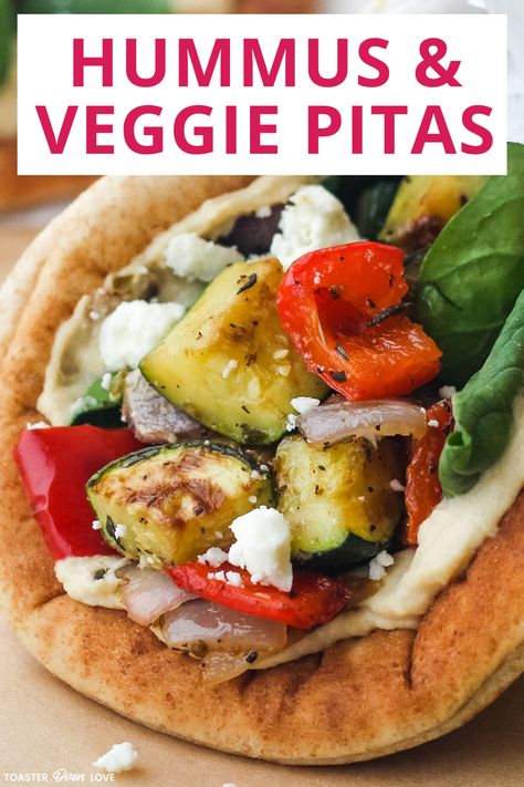 Low Calorie Pita Sandwich, Mushroom Pita Recipes, Greek Pita Wraps Vegetarian, Roasted Veggies Sandwich, Pita Pocket Recipes Vegetarian, Vegan Stuffed Pita Pockets, Pita Flatbread Ideas, Roasted Veggie Pita, Veggie Gyro