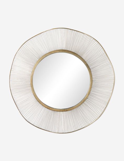 Strike a natural balance in your entryway or living space with this decorative mirror. A wavy wire frame brings organic appeal to this round mirror design, while its lustrous finish and beveled edge set off a brilliantly refined tone. Round Mirror Design, Round Mirror Decor, Natural Balance, Lulu And Georgia, Mirror Design, Decorative Mirror, Framed Mirror, Wire Frame, Round Mirror