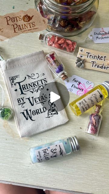 Veta’s World on Instagram: "Pots & Paints Ep 5: Easy Diy Ren Fair Trinkets 💛🧚✨ (level: beginner/intermediate) Just grab a set of bottles and use items around your home to make fun bottles to trade! #renaissancefestival #renaissancefaire #renfaire #crafts #crafty #potsandpaints" Ren Faire Trinket Trading Ideas, Ren Faire Trinkets, Fairy Cosplay, Sake, Easy Diy, Gifts