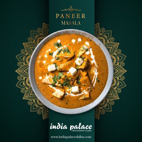 Indian Food Poster Design, Indian Food Poster, India Palace, Delicious Indian Food, Paneer Butter Masala, Paneer Masala, Butter Masala, Edmonton Canada, Village Inn