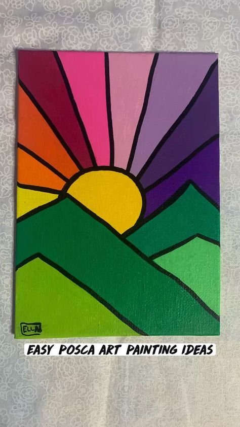 Painting Ideas On Big Canvas Aesthetic Easy, Thing To Paint Easy, Cute Colorful Paintings, Patings Art Ideas Cute, East Painting Ideas Beginners Canvas, Easy Things To Draw And Color, Really Easy Paintings For Beginners, Posca Art Easy, Drawing Ideas Paint