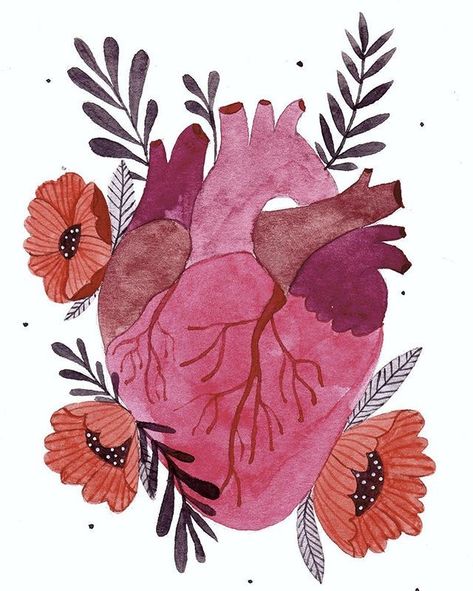 Heart With Flowers, Human Anatomy Art, Heart Illustration, Medical Art, Anatomy Art, Lungs, Heart Art, Diy Frame, Flower Heart