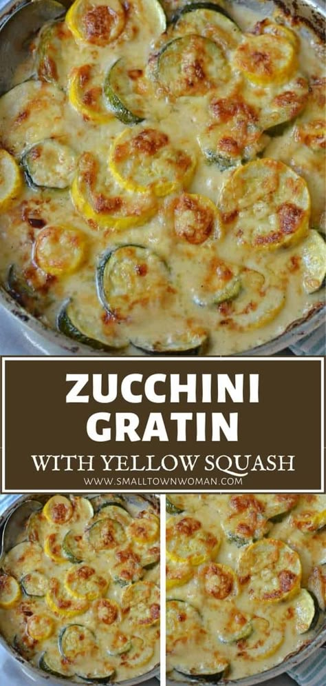 A quick and easy vegetable skillet recipe you must try this summer! Zucchini Gratin with Yellow Squash will be an instant family favorite. Tender pieces of zucchini and yellow squash are baked in a mouthwatering creamy cheesy sauce for a delectable summer menu idea! Zucchini And Yellow Squash, Zucchini Yellow Squash, Zucchini Gratin, Yellow Squash Recipes, Summer Squash Recipes, Thanksgiving Side Dishes Easy, Thanksgiving Side Dish, Thanksgiving Recipes Side Dishes, Aip Diet