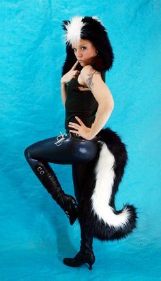 Wild Things Costume, Skunk Costume, Clever Costumes, Black White Halloween, Happy Halloweenie, Animal Costumes, Creepy Pictures, Theatre Costumes, White Fur