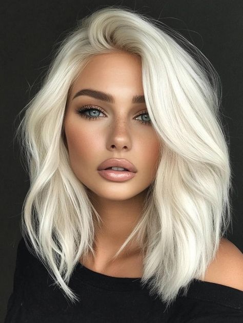 20 Gorgeous Long Bob Hairstyle Ideas for 2024: Trends, Tips, and Stunning Looks Platinum Long Bob, Platinum Blonde Long Bob, Hair For Heart Shaped Face, Long Bob Blonde Hair, Blonde Long Bob, White Blonde Bob, Long Bob Hairstyle, Long Bob Blonde, Hair Dye Brands