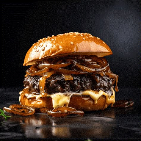 Black Truffle and Brie Beef Burger with Caramelized Shallots Recipe Shallots Recipe, Truffle Burger, Shallot Recipes, Wagyu Burger, Burger Recipes Beef, Caramelized Shallots, Best Burger Recipe, Truffle Fries, How To Cook Burgers