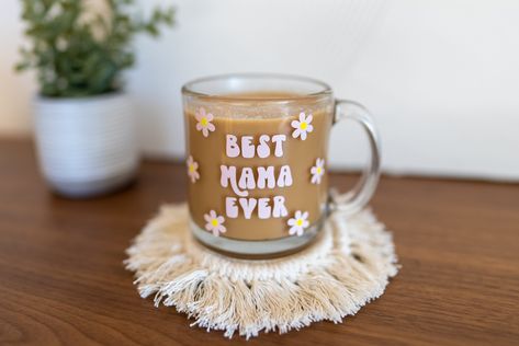 Mom Mugs Vinyl, Clear Coffee Mug, Coffee Cup Quotes, Clear Coffee Mugs, Sweater Designs, Mama Mug, Grandma Mug, Step Mom, Glass Coffee Cups