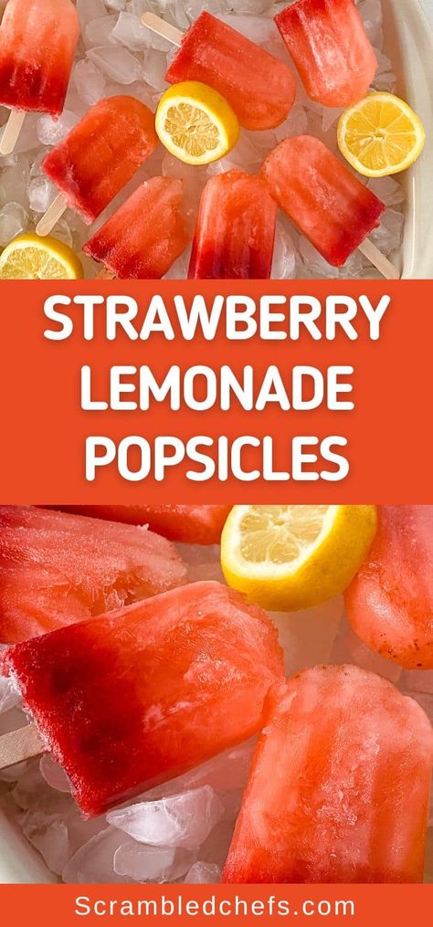 Strawberry lemonade popsicles are the perfect summertime treat! Make them homemade and have your kids begging for more! Strawberry Banana Popsicle Recipes, Diy Popsicles For Kids, Immunity Popsicles, Homemade Paletas, Homemade Freeze Pops, Homemade Popsicles For Kids, Popsicle Recipes For Kids, Banana Popsicle Recipes, Popcicles Recipes