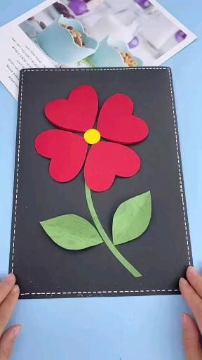 Mothers Day Cards Craft, Hearts Paper Crafts, Hand Crafts For Kids, Handmade Paper Crafts, Mothers Day Crafts For Kids, Diy Crafts For Kids Easy, Mother's Day Diy, Flower Diy Crafts, Mors Dag