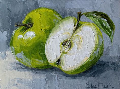 Oil Painting Fruit, Fruit Artwork, Painting Fruit, Pear Art, Apple Painting, Foodie Art, Art Fruit, Apple Art, Oil Pastel Art